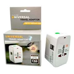 Adaptador Universal Para Viaje Cargador 2 Entradas Usb Enchufe