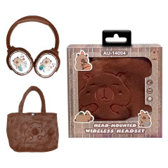 Auriculares Vincha Recargables BT Con Cartera Peluche Capybara