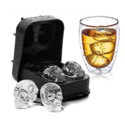 Molde De Silicona Cubetera x4 En Forma De Calavera Multiusos