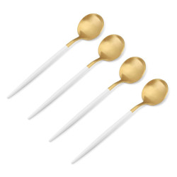 Cucharas De Acero Inoxidable Mango Largo 21cm Color Dorado X4