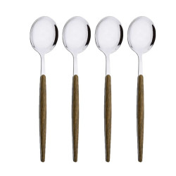 Cucharas De Mesa X4 Unidades Acero Inoxidable Mango Plastico