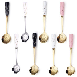 Cucharitas De Té X6 Unidades Cuchara Dorada Forma De Rosa Con