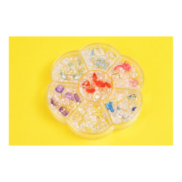 Estuche En Forma De Flor Con 7 Glitter Strass Gibre Para Uñas Nail Art