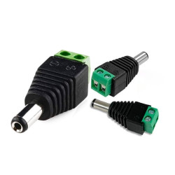 Ficha Plug Macho Jack 5.5 X 2.1mm Bornera Led Camaras