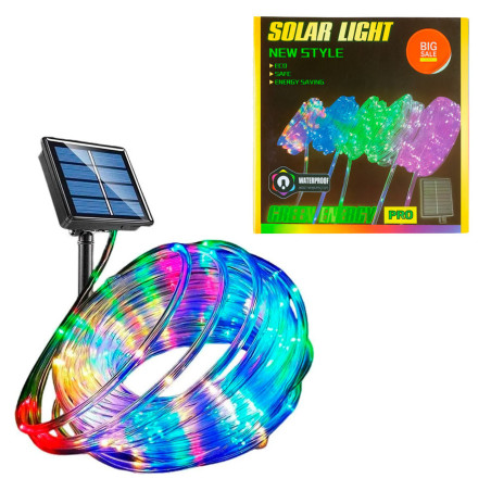 Guirnalda Led RGB Manguera Impermeable 10M Con Panel Solar
