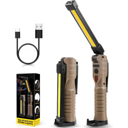 Linterna De Trabajo Recargable Luz Calida Fria Y Roja Base