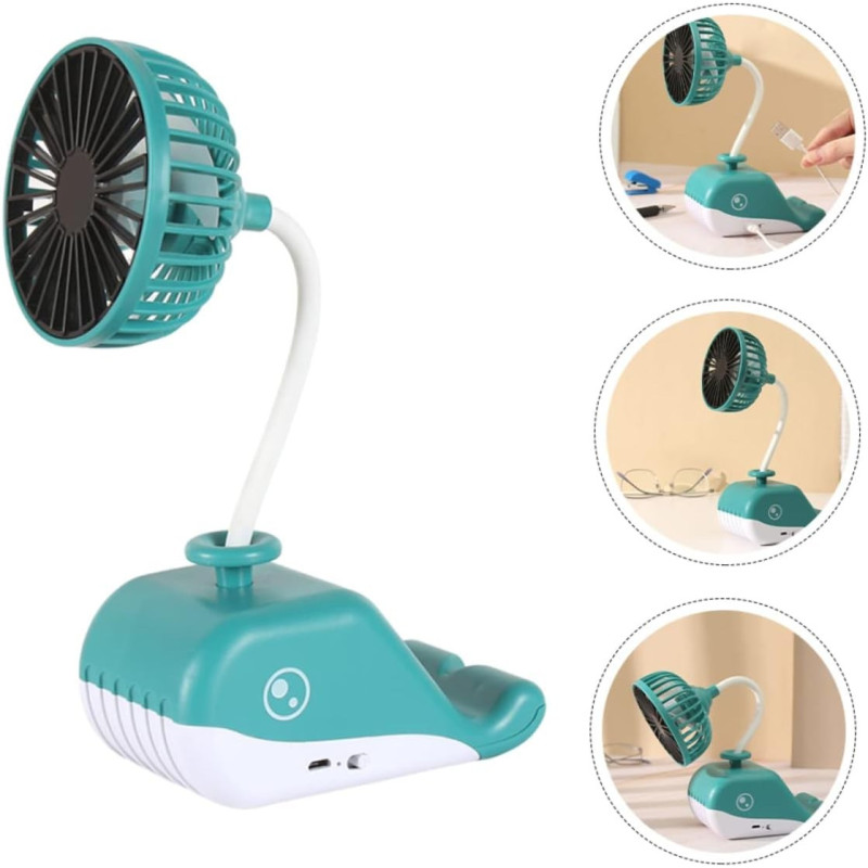 Ventilador Mini Recargable De Escritorio Con Soporte Para - Imagen 2