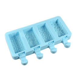 Molde 4 Mini Paletas De Helado Forma Texturada 6,5cm X 3,5cm X