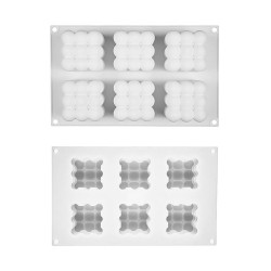 Molde Silicona Burbujas Cubo Velas Postres Chocolate X6