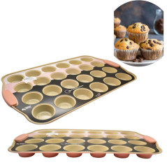 Molde Acero Revestimiento Ceramico X24 Muffin Cupcakes