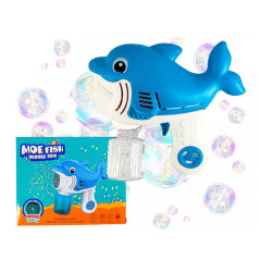 Pistola Burbujero Delfin Con Luces Led A Pilas + Liquido Para