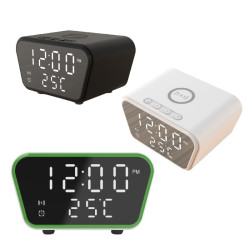 Reloj Despertador Digital Con Cargador Inalambrico QI Wireless