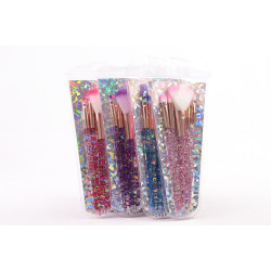 Brochas De Maquillaje x5 Pelo Sintetico Mango Con Brillos
