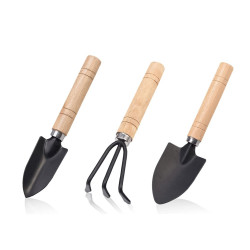 Jardinería Set Mini Pala Y Rastrillo Mango De Madera Herramientas