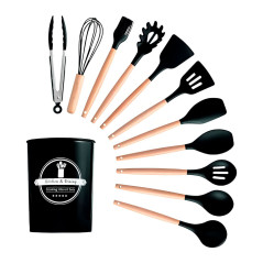 Utensilios De Cocina Mango De Madera Punta De Silicona 12