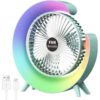 Ventilador Portatil Recargable Por USB Con Luces RGB 3