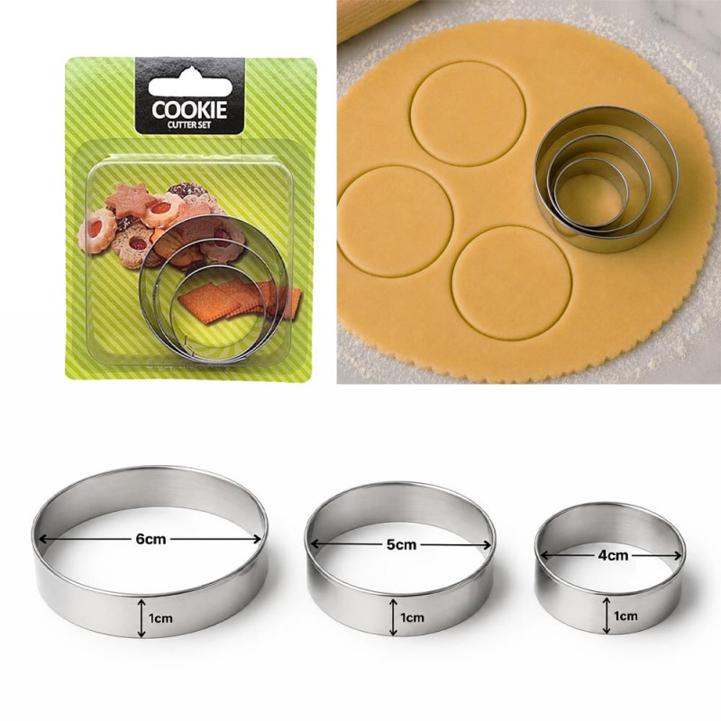 Corta Galletas Circular 3 Cortadores Circulares De Acero Inoxidable - Imagen 3