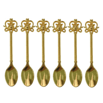 Cucharas Doradas x6 Para Postres Y Catering Diseños Varios - Imagen 2