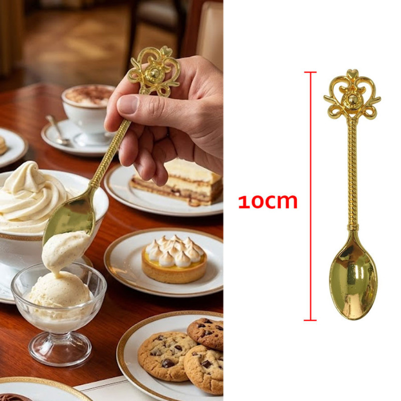 Cucharas Doradas x6 Para Postres Y Catering Diseños Varios - Imagen 4