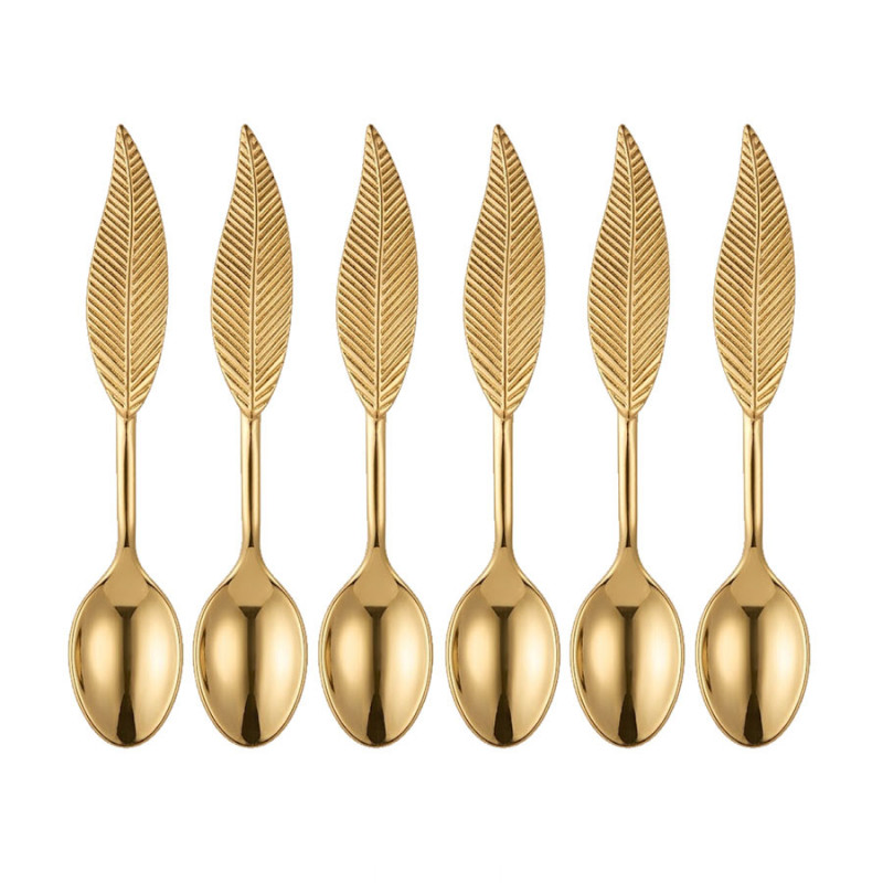 Cucharas Doradas x6 Para Postres Y Catering Diseños Varios - Imagen 5