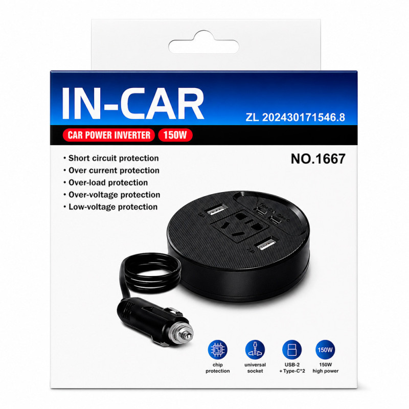 Inversor Auto 150w 12v/24v a 220v + USB + Tipo C - Imagen 4