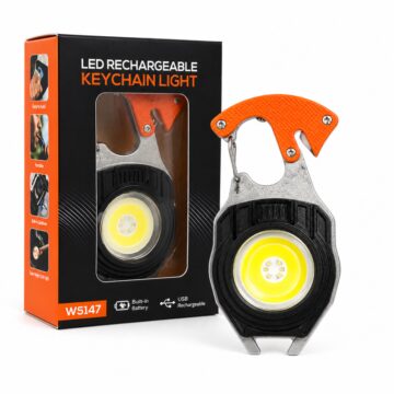 Linterna LED Multifunción Recargable USB Tipo C Llavero 6 Modos Imán Destornillador Silbato Emergencia