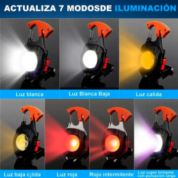 Linterna LED Multifunción Recargable USB Tipo C Llavero 6 Modos Imán Destornillador Silbato Emergencia - Imagen 4