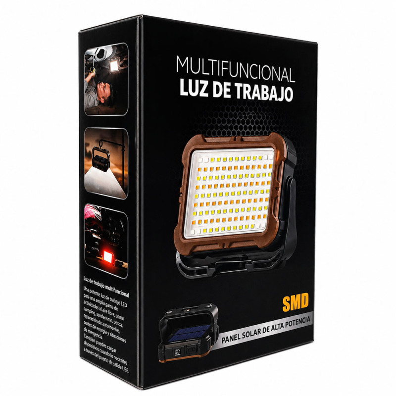 Luz LED Multifuncional Recargable Solar USB Cob Alta Potencia + Luz Roja Emergencia - Imagen 7