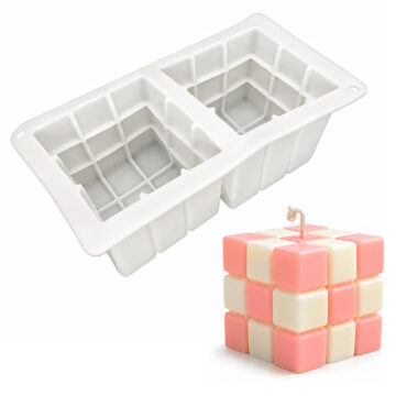 Molde De Silicona 2 Cubos De Rubik Para Velas Jabones Y Resina