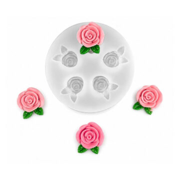 Molde De Silicona 5 Rosas Para Porcelana Fria Yeso Y Resina