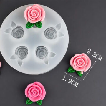 Molde De Silicona 5 Rosas Para Porcelana Fria Yeso Y Resina - Imagen 2