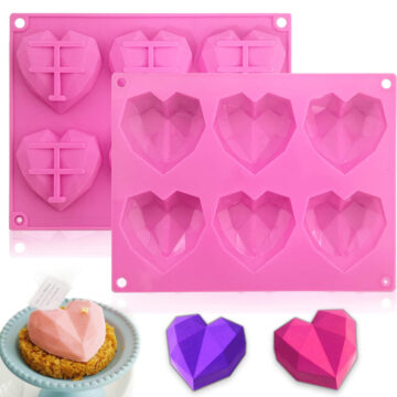 Molde De SIlicona 6 Corazones Diamante Poligonales Artesanias Y Cocina - Imagen 3