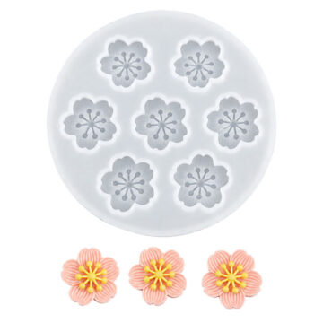 Molde De Silicona 7 Flores De Cerezo Para Porcelana Fria Y Resina