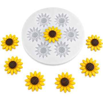 Molde De Silicona 7 Girasoles Para Porcelana Fria Y Resina