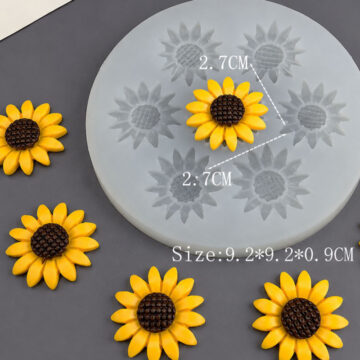 Molde De Silicona 7 Girasoles Para Porcelana Fria Y Resina - Imagen 2