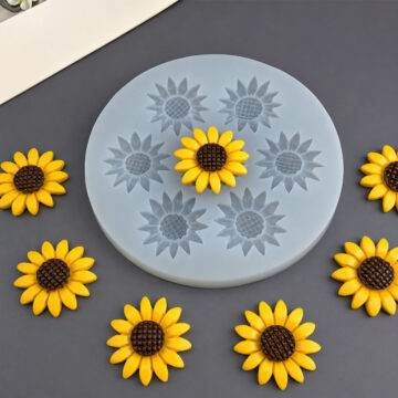 Molde De Silicona 7 Girasoles Para Porcelana Fria Y Resina - Imagen 3