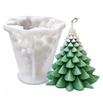 Molde De Silicona Arbol Pino Para Velas Jabon Y Resina