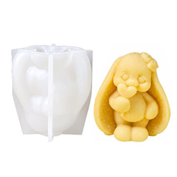 Molde De Silicona Conejito Con corazon Para Vela Jabones Resina