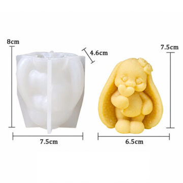 Molde De Silicona Conejito Con corazon Para Vela Jabones Resina - Imagen 3