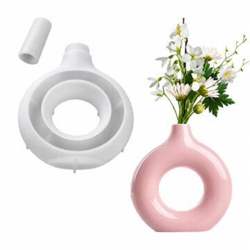 Molde De Silicona Florero Circular Para Yeso Cemento Secado Rapido