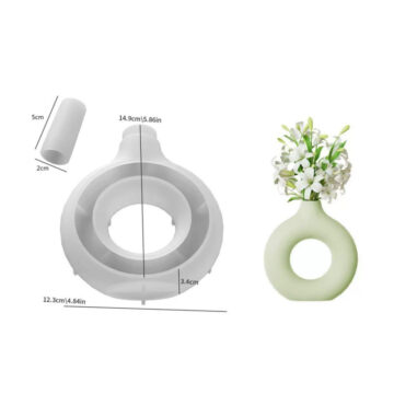 Molde De Silicona Florero Circular Para Yeso Cemento Secado Rapido - Imagen 3