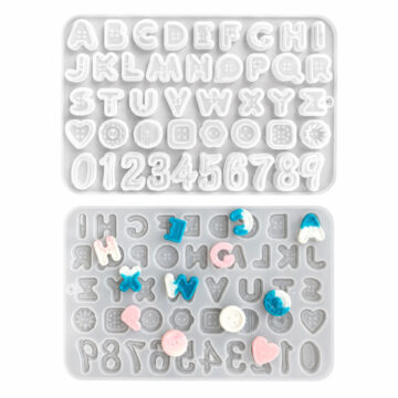 Molde De Silicona Letras Números Y Botones Para Resina Yeso Velas