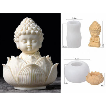 Molde De Silicona Mini Buda Para Yeso Cemento O Resina Epoxi - Imagen 3