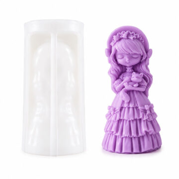 Molde De Silicona Niña Angelical Con Gatito Para Velas Yeso Resina Souvenirs