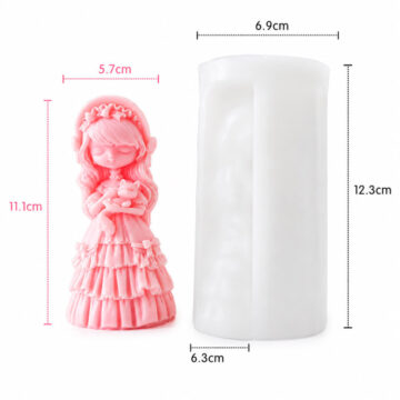 Molde De Silicona Niña Angelical Con Gatito Para Velas Yeso Resina Souvenirs - Imagen 2
