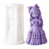 Molde De Silicona Niña Con Gatito Para Velas Yeso Resina