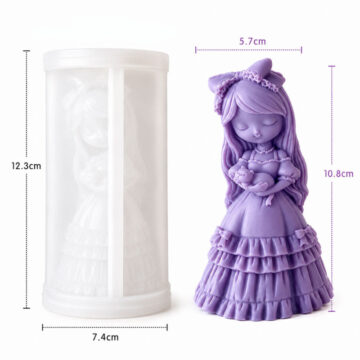 Molde De Silicona Niña Con Gatito Para Velas Yeso Resina - Imagen 3