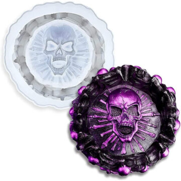Molde De Silicona Para Resina Epoxi Cenicero Calavera 13cm