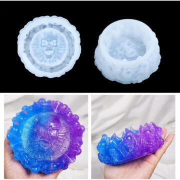 Molde De Silicona Para Resina Epoxi Cenicero Calavera 13cm - Imagen 4