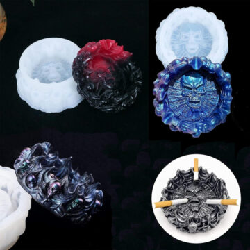 Molde De Silicona Para Resina Epoxi Cenicero Calavera 13cm - Imagen 7